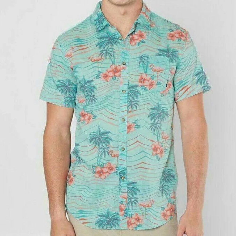 Billabong Men’s Sundays X Floral Short Sleeves Button Down Shirt, Size XL